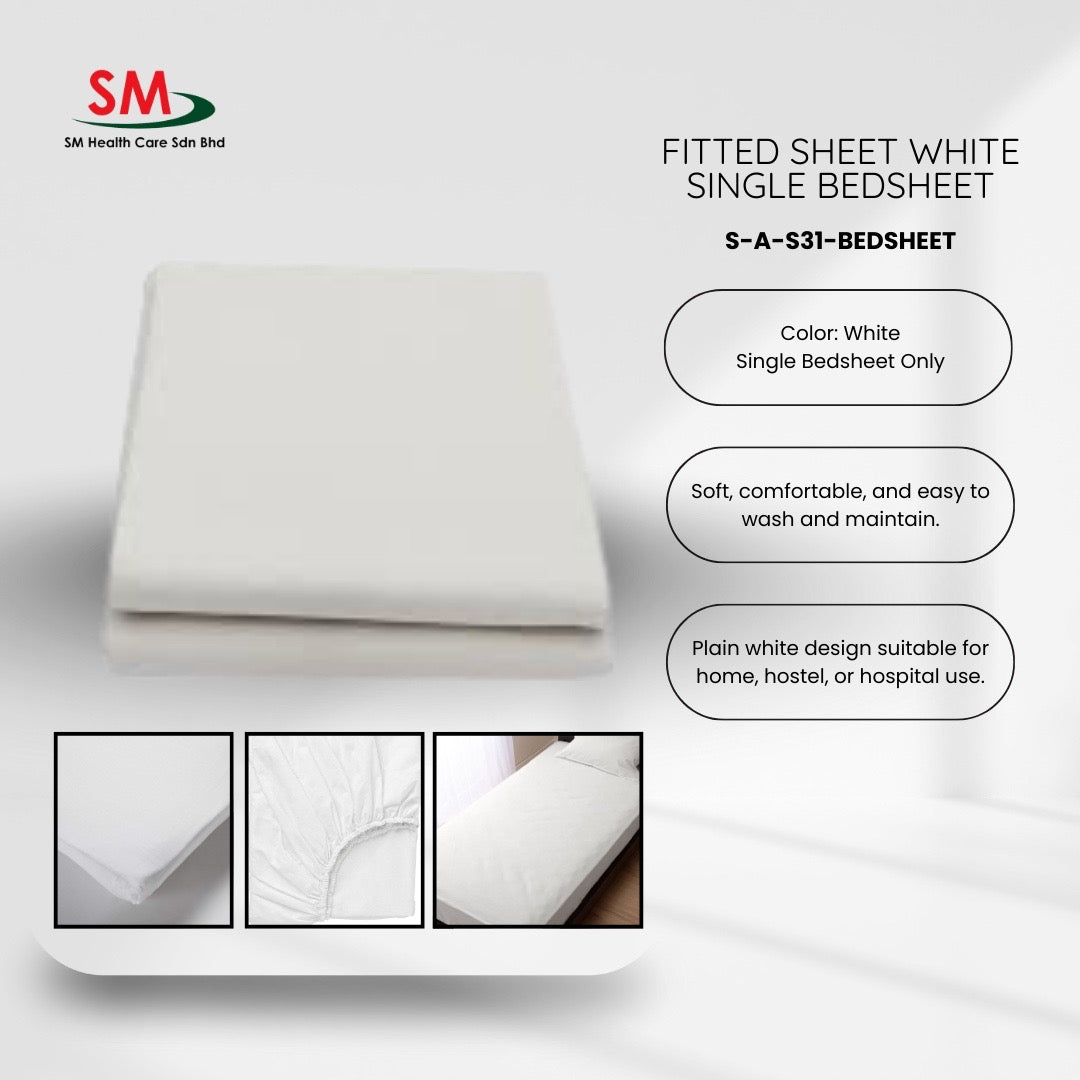 Fitted Sheet White Single Bedsheet