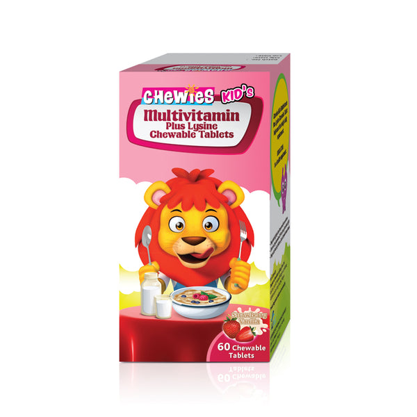 CHEWIES KID'S Multivitamin Plus Lysine Chewable Tablets (Strawberry Vanilla) 60's