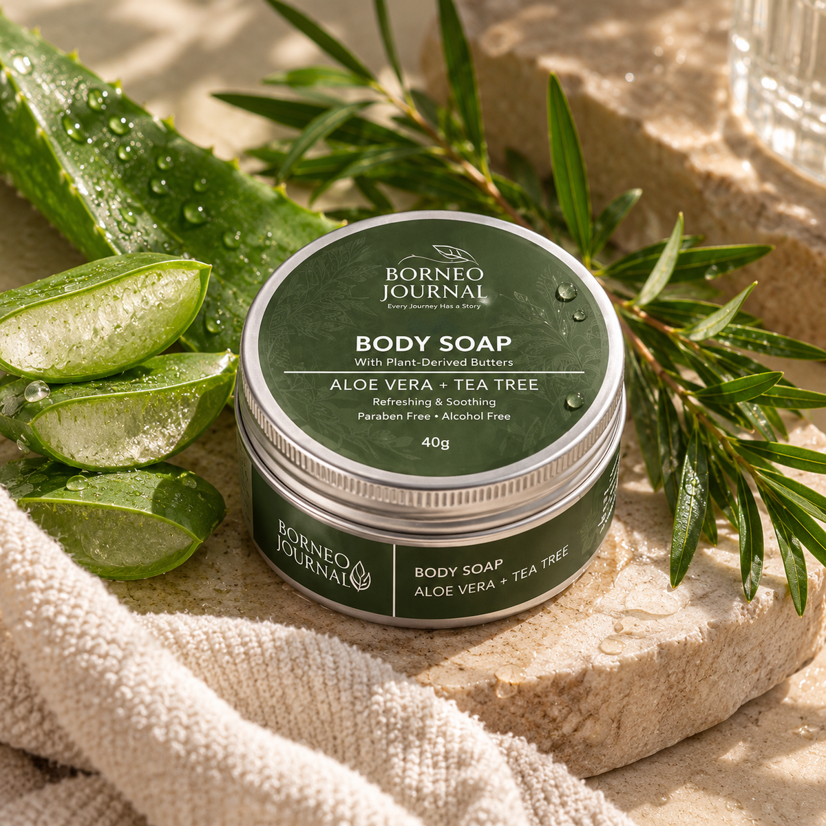 BORNEO JOURNAL Aloe Vera + Tea Tree Body Soap (40g)