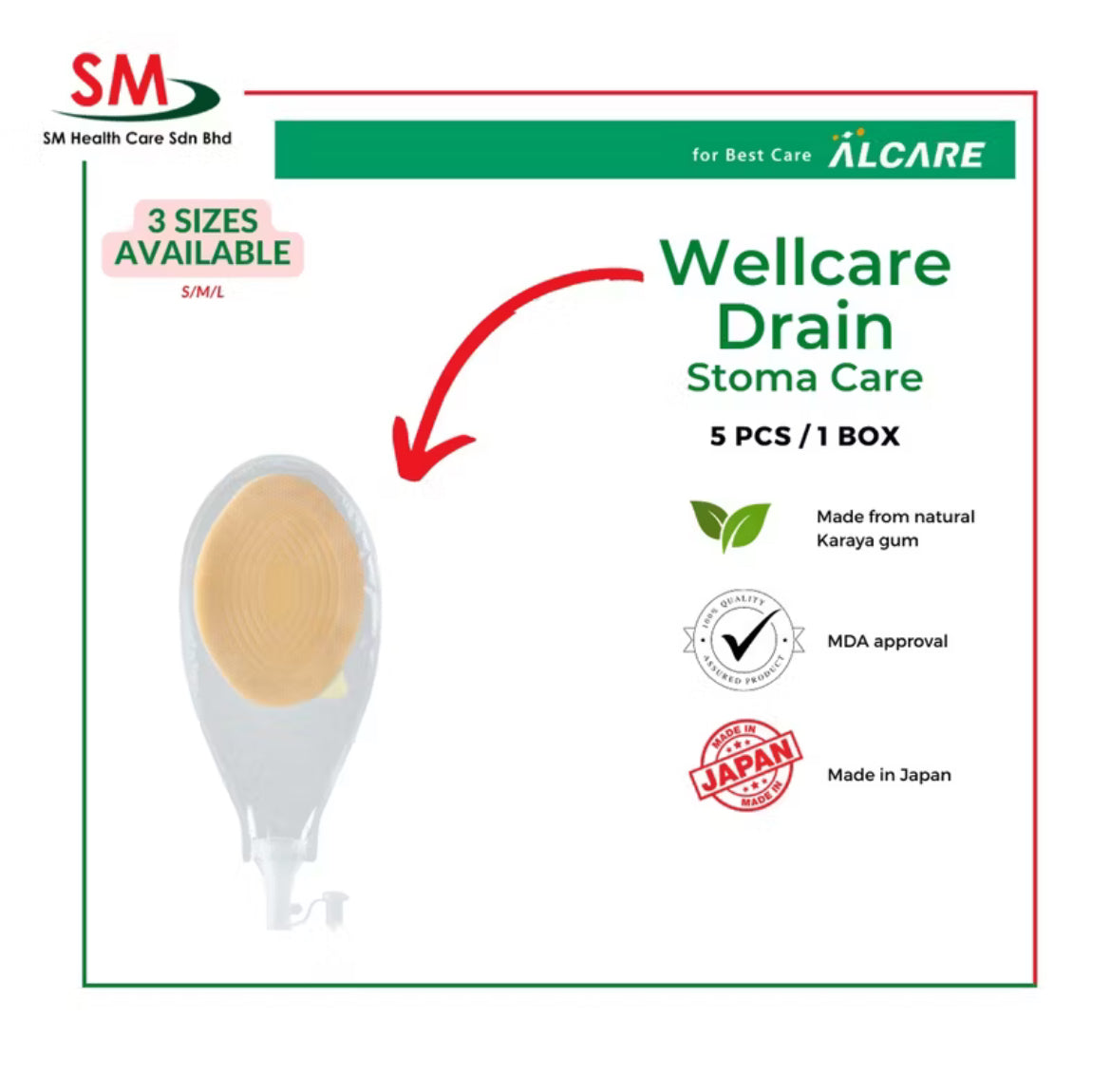 ALCARE Wellcare Drain For Fistula Drainage Stoma Care