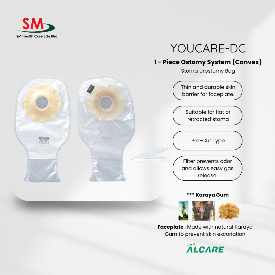 Youcare Dc (Convex- 1 piece system) Stoma Colostomy/Ileostomy Bag (EXP: 2026-01-31)