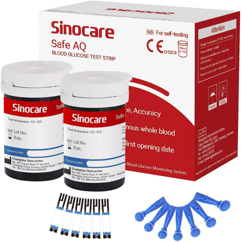 4. SINOCARE Safecare AQ max III Blood Glucose Test Strip with Lancet