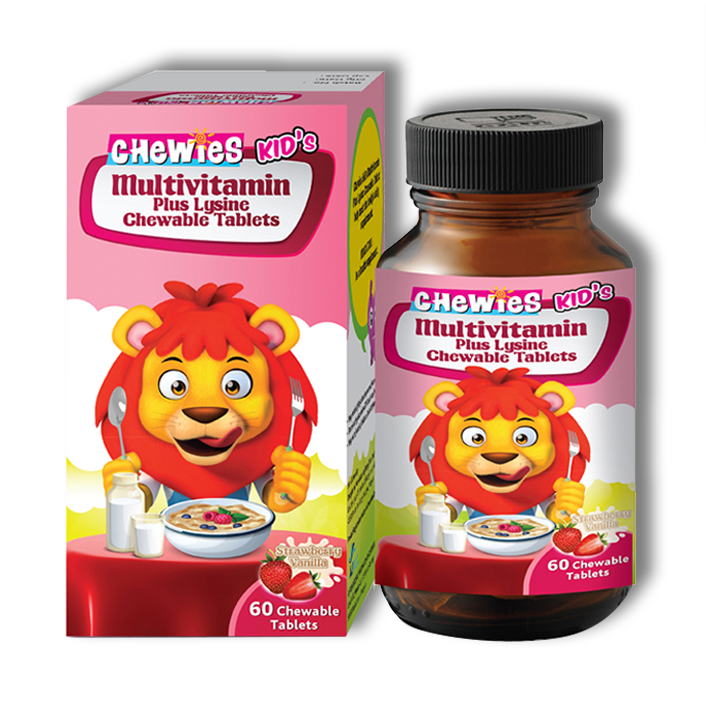 CHEWIES KID'S Multivitamin Plus Lysine Chewable Tablets (Strawberry Vanilla) 60's